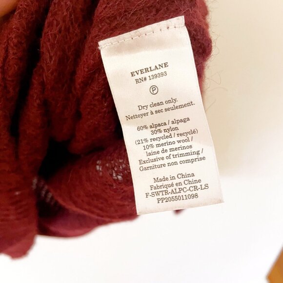 Everlane Burgundy The Cocoon Crew in Alpaca Sweater, Size Small - Picture 6 of 7